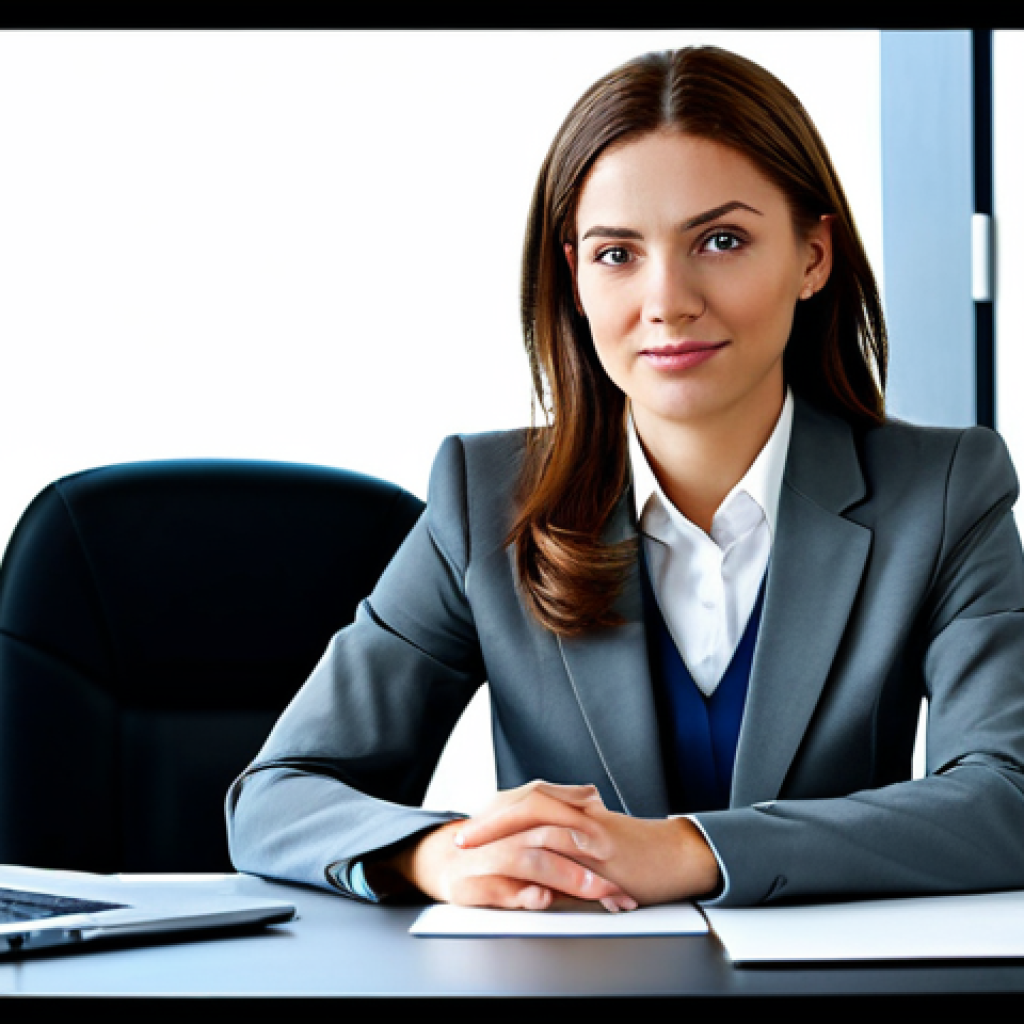 Businesswoman in Office**

"A professional businesswoman in a modest business suit, sitting at a desk in a modern office, fully clothed, appropriate attire, safe for work, perfect anatomy, natural proportions, professional photography, high quality"

**