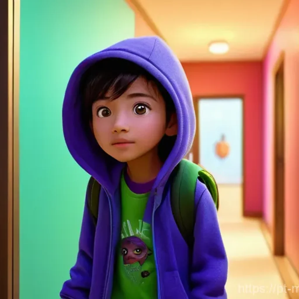 신비아파트 제작사와 제작 비화 - A vibrant animated scene featuring Hari, Doori, and the friendly green goblin Shinbi, navigating a m...
