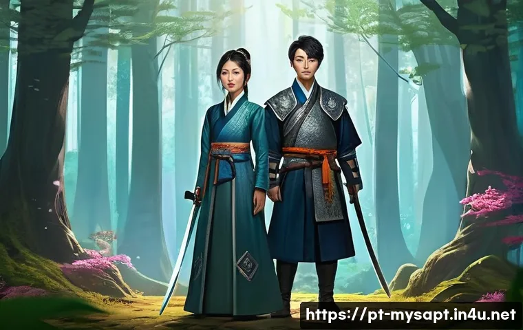 신비아파트 팬덤 커뮤니티 동향 - **Prompt 1: Gaeun and Kanglim in a stylized adventure scene.**
"A vibrant, detailed illustration...
