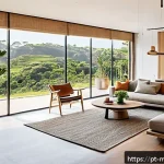 신비아파트 금비의 디자인 비화 - A modern open-concept apartment interior in a Brazilian setting, showcasing seamless integration of ...