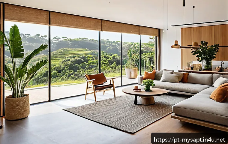 신비아파트 금비의 디자인 비화 - A modern open-concept apartment interior in a Brazilian setting, showcasing seamless integration of ...